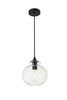 Living District LD2245BK Destry 1 Light Black Pendant With Clear Glass