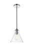 Living District LD2244C Destry 1 Light Chrome Pendant With Clear Glass