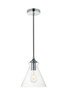 Living District LD2244C Destry 1 Light Chrome Pendant With Clear Glass