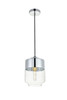 Living District LD2241C Ashwell 1 Light Chrome Pendant With Clear Glass