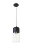 Living District LD2240BK Ashwell 1 Light Black Pendant With Clear Glass