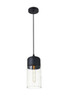 Living District LD2240BK Ashwell 1 Light Black Pendant With Clear Glass