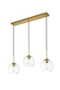 Living District LD2236BR Baxter 3 Lights Brass Pendant With Clear Glass