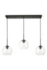 Living District LD2236BK Baxter 3 Lights Black Pendant With Clear Glass