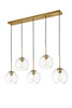 Living District LD2228BR Baxter 5 Lights Brass Pendant With Clear Glass