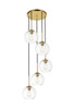 Living District LD2226BR Baxter 5 Lights Brass Pendant With Clear Glass