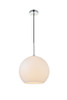 Living District LD2225C Baxter 1 Light Chrome Pendant With Frosted White Glass