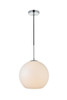 Living District LD2225C Baxter 1 Light Chrome Pendant With Frosted White Glass