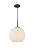 Living District LD2225BK Baxter 1 Light Black Pendant With Frosted White Glass