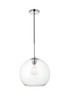 Living District LD2224C Baxter 1 Light Chrome Pendant With Clear Glass