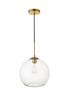 Living District LD2224BR Baxter 1 Light Brass Pendant With Clear Glass