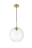 Living District LD2224BR Baxter 1 Light Brass Pendant With Clear Glass