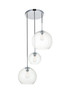 Living District LD2218C Baxter 3 Lights Chrome Pendant With Clear Glass