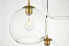 Living District LD2218BR Baxter 3 Lights Brass Pendant With Clear Glass