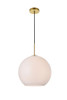 Living District LD2217BR Baxter 1 Light Brass Pendant With Frosted White Glass