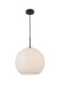 Living District LD2217BK Baxter 1 Light Black Pendant With Frosted White Glass