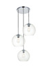 Living District LD2214C Baxter 3 Lights Chrome Pendant With Clear Glass