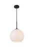 Living District LD2213BK Baxter 1 Light Black Pendant With Frosted White Glass