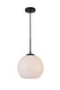 Living District LD2213BK Baxter 1 Light Black Pendant With Frosted White Glass