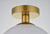 Living District LD2211BR Baxter 1 Light Brass Flush Mount With Frosted White Glass
