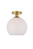 Living District LD2211BR Baxter 1 Light Brass Flush Mount With Frosted White Glass