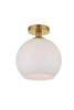 Living District LD2211BR Baxter 1 Light Brass Flush Mount With Frosted White Glass