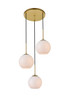 Living District LD2209BR Baxter 3 Lights Brass Pendant With Frosted White Glass