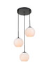 Living District LD2209BK Baxter 3 Lights Black Pendant With Frosted White Glass