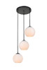 Living District LD2209BK Baxter 3 Lights Black Pendant With Frosted White Glass Living District LD2209BK Baxter 3 Lights Black Pendant With Frosted White Glass