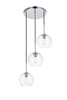 Living District LD2208C Baxter 3 Lights Chrome Pendant With Clear Glass