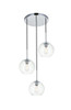 Living District LD2208C Baxter 3 Lights Chrome Pendant With Clear Glass