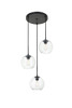 Living District LD2208BK Baxter 3 Lights Black Pendant With Clear Glass