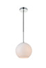 Living District LD2207C Baxter 1 Light Chrome Pendant With Frosted White Glass