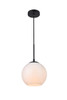 Living District LD2207BK Baxter 1 Light Black Pendant With Frosted White Glass
