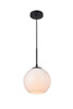 Living District LD2207BK Baxter 1 Light Black Pendant With Frosted White Glass