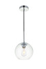 Living District LD2206C Baxter 1 Light Chrome Pendant With Clear Glass