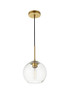 Living District LD2206BR Baxter 1 Light Brass Pendant With Clear Glass