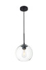 Living District LD2206BK Baxter 1 Light Black Pendant With Clear Glass