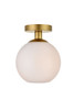 Living District LD2205BR Baxter 1 Light Brass Flush Mount With Frosted White Glass