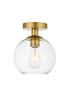 Living District LD2204BR Baxter 1 Light Brass Flush Mount With Clear Glass