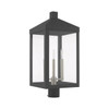 LIVEX LIGHTING 20586-76 3 Light Scandinavian Gray Outdoor Post Top Lantern