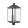 LIVEX LIGHTING 20586-76 3 Light Scandinavian Gray Outdoor Post Top Lantern