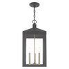 LIVEX LIGHTING 20587-76 3 Light Scandinavian Gray Outdoor Pendant Lantern