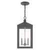 LIVEX LIGHTING 20593-76 3 Light Scandinavian Gray Outdoor Pendant Lantern