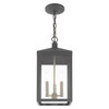 LIVEX LIGHTING 20593-76 3 Light Scandinavian Gray Outdoor Pendant Lantern