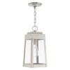 LIVEX LIGHTING 20854-91 1 Light Brushed Nickel Outdoor Pendant Lantern