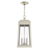 LIVEX LIGHTING 20857-91 3 Light Brushed Nickel Outdoor Pendant Lantern