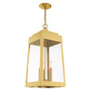 LIVEX LIGHTING 20860-12 3 Light Satin Brass Outdoor Pendant Lantern