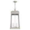 LIVEX LIGHTING 20860-91 3 Light Brushed Nickel Outdoor Pendant Lantern