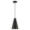 LIVEX LIGHTING 41175-68 1-Light Mini Pendant, Shiny Black